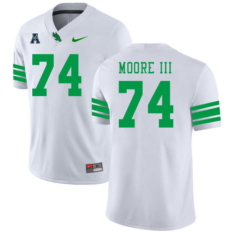 #74 Larry Moore III North Texas Mean Green College Football Jerseys Stitched-White